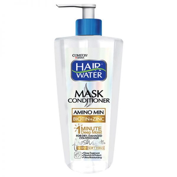 ماسک مو هیر واتر کامان حاوی بیوتین و زینک مناسب موهای خشک، آسیب دیده و رنگ شده